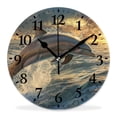 thumbnail image 1 of 12 Inch Wall Clock Battery Operated Silent Clock Decorative for Office, Kitchen, Outdoor, Living Room，Jumping Dolphin Sea attractive, 1 of 4