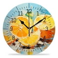 thumbnail image 1 of 12 Inch Wall Clock Battery Operated Silent Clock Decorative for Office, Kitchen, Outdoor, Living Room，Lemon Lime Orange Exquisite Drawings, 1 of 5