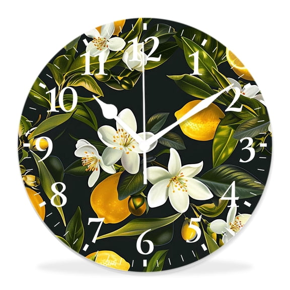 12 Inch Wall Clock Battery Operated Silent Clock Decorative for Office, Kitchen, Outdoor, Living Room，Lime Citrus Beautiful