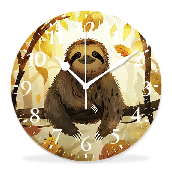 12 Inch Wall Clock Battery Operated Silent Clock Decorative for Office, Kitchen, Outdoor, Living Room,Lovely Sloth Animal Charming