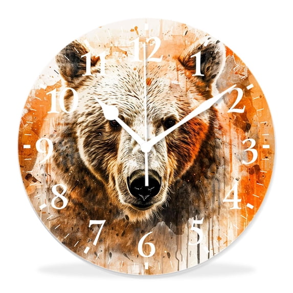 12 Inch Wall Clock Battery Operated Silent Clock Decorative for Office, Kitchen, Outdoor, Living Room,Magical Space Bear Multicolor