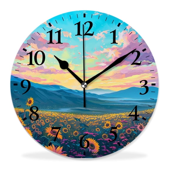 12 Inch Wall Clock Battery Operated Silent Clock Decorative for Office, Kitchen, Outdoor, Living Room，Meadow of Dreams Gorgeous