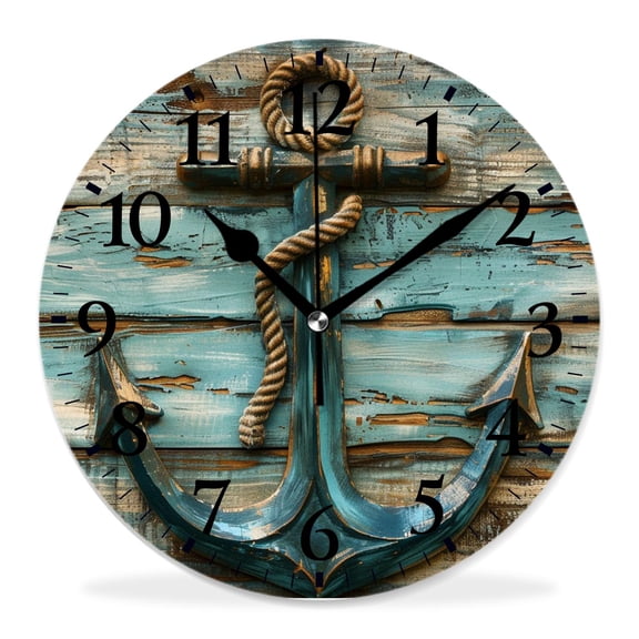 12 Inch Wall Clock Battery Operated Silent Clock Decorative for Office, Kitchen, Outdoor, Living Room，Nautical Rustic Vintage Cute