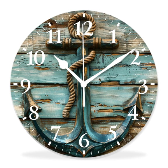 12 Inch Wall Clock Battery Operated Silent Clock Decorative for Office, Kitchen, Outdoor, Living Room，Nautical Rustic Vintage Cute