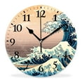 thumbnail image 1 of 12 Inch Wall Clock Battery Operated Silent Clock Decorative for Office, Kitchen, Outdoor, Living Room，Retro Japan Wave Tides, 1 of 4