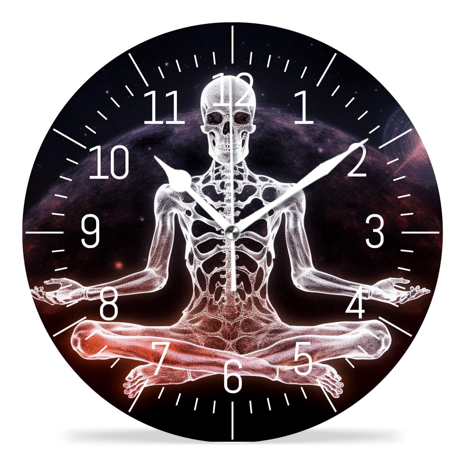 Meditating Clock 12 Inch Wall Clock Battery Operated Silent Clock Decorative for Office ...