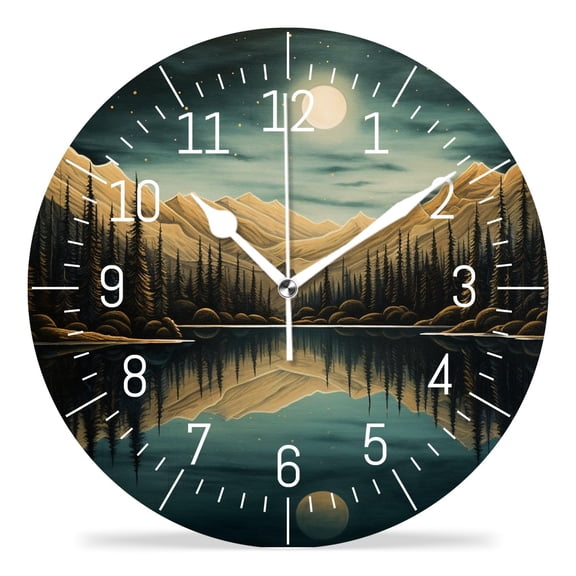 12 Inch Wall Clock Battery Operated Silent Clock Decorative for Office, Kitchen, Outdoor, Living RoomStarry Night Moon Stars Cute Pattern