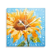 12 Inch Wall Clock Battery Operated Silent Clock Decorative for Office, Kitchen, Outdoor, Living Room Sunflower Blue Sky Style Graceful Design