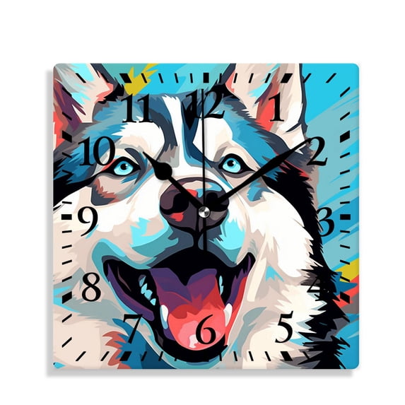 12 Inch Wall Clock Battery Operated Silent Clock Decorative for Office, Kitchen, Outdoor, Living Room,Thai Bang-Kaew Dog Beautiful Pattern