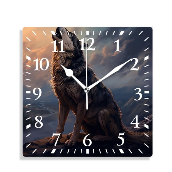 12 Inch Wall Clock Battery Operated Silent Clock Decorative for Office, Kitchen, Outdoor, Living RoomWerewolf Drawing