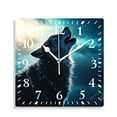 thumbnail image 1 of 12 Inch Wall Clock Battery Operated Silent Clock Decorative for Office, Kitchen, Outdoor, Living Room，Wolves and Full Moon Lovely Design, 1 of 4