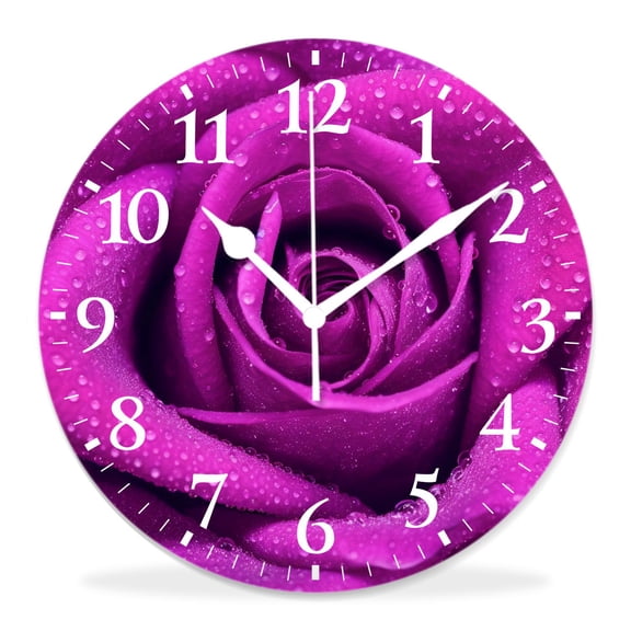 12 Inch Wall Clock Battery Operated Silent Clock Decorative for Office, Kitchen, Outdoor, Living RoomaBeautiful Rose Art Pictures