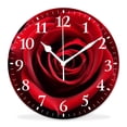 thumbnail image 1 of 12 Inch Wall Clock Battery Operated Silent Clock Decorative for Office, Kitchen, Outdoor, Living Room，aRed Rose Cute, 1 of 4