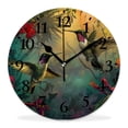 thumbnail image 1 of 12 Inch Wall Clock Battery Operated Silent Clock Decorative for Office, Kitchen, Outdoor, Living Room，Beautiful Hummingbird Flower Landscape Nature Multicolor, 1 of 4