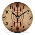 thumbnail image 1 of 12 Inch Wall Clock Battery Operated Silent Clock Decorative for Office, Kitchen, Outdoor, Living Room，Dream Catcher Tribal Ethnic Feathers Beautiful Pattern, 1 of 4
