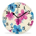 thumbnail image 1 of 12 Inch Wall Clock Battery Operated Silent Clock Decorative for Office, Kitchen, Outdoor, Living Room，Flower Beautiful and Blue Floral Bouquets Delicate, 1 of 4