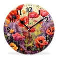 thumbnail image 1 of 12 Inch Wall Clock Battery Operated Silent Clock Decorative for Office, Kitchen, Outdoor, Living Room，Flower Colorful Field Poppies Bloom Flowers Lavender Pattern, 1 of 4