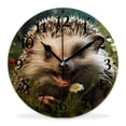 thumbnail image 1 of 12 Inch Wall Clock Battery Operated Silent Clock Decorative for Office, Kitchen, Outdoor, Living Room，Funny Cute West European Hedgehog Animal on Green Grass Meadow Beautiful, 1 of 4