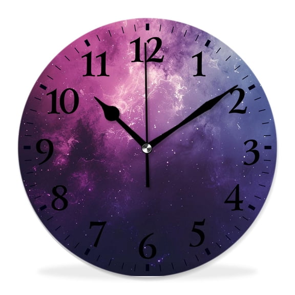 12 Inch Wall Clock Battery Operated Silent Clock Decorative for Office, Kitchen, Outdoor, Living RoomGalaxy Nebula Space Universe Starry Cloud Pretty