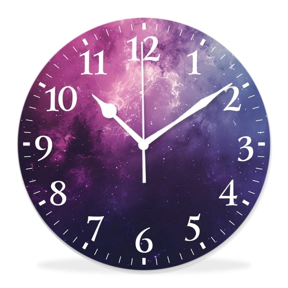 12 Inch Wall Clock Battery Operated Silent Clock Decorative for Office, Kitchen, Outdoor, Living RoomGalaxy Nebula Space Universe Starry Cloud Pretty