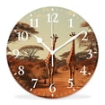 thumbnail image 1 of 12 Inch Wall Clock Battery Operated Silent Clock Decorative for Office, Kitchen, Outdoor, Living Room，Giraffe Animals Walking in The Green Forest Exquisite, 1 of 4