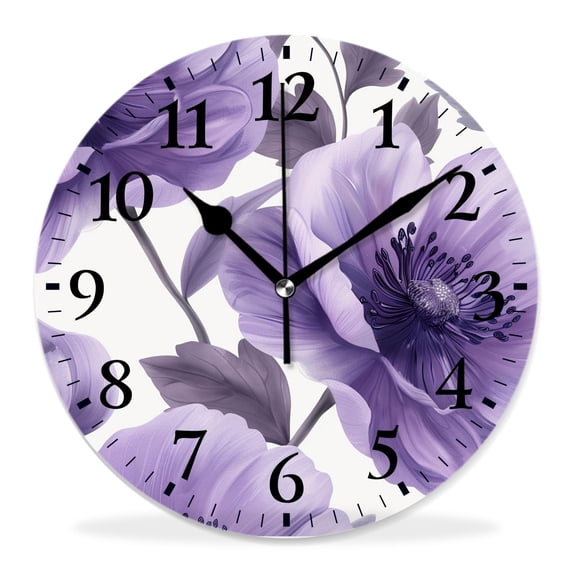 12 Inch Wall Clock Battery Operated Silent Clock Decorative for Office, Kitchen, Outdoor, Living Room,Green Flower Bipinnatus Pattern Spring Elaborate