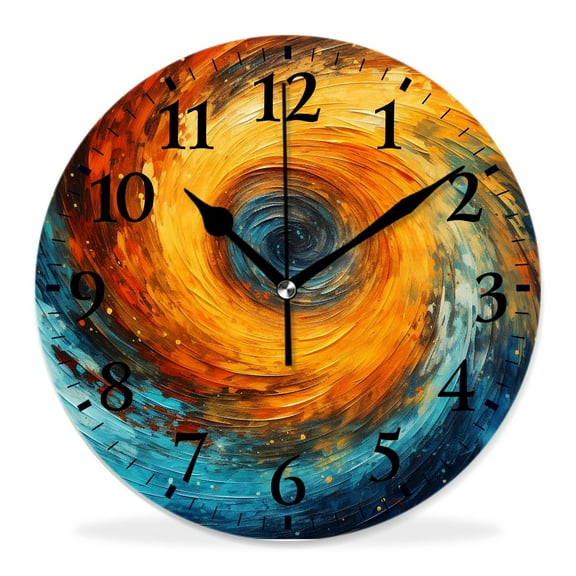 12 Inch Wall Clock Battery Operated Silent Clock Decorative for Office, Kitchen, Outdoor, Living RoomHippie Style Spiral Colorful Turning Contrast Design Art