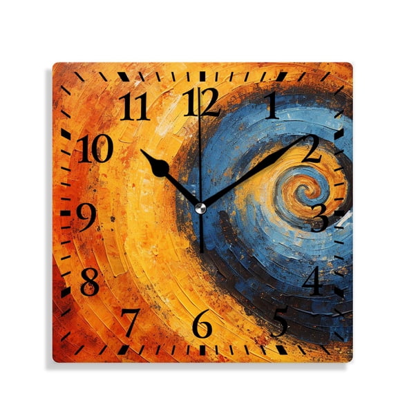 12 Inch Wall Clock Battery Operated Silent Clock Decorative for Office, Kitchen, Outdoor, Living RoomHippie Style Spiral Colorful Turning Contrast Design Print