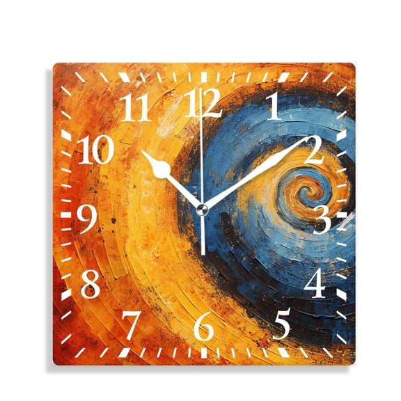 12 Inch Wall Clock Battery Operated Silent Clock Decorative for Office, Kitchen, Outdoor, Living RoomHippie Style Spiral Colorful Turning Contrast Design Print
