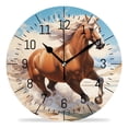 thumbnail image 1 of 12 Inch Wall Clock Battery Operated Silent Clock Decorative for Office, Kitchen, Outdoor, Living Room，Horse Ocean Sea Summer Beach Beautiful Design Creative Pattern, 1 of 5