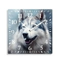 thumbnail image 1 of 12 Inch Wall Clock Battery Operated Silent Clock Decorative for Office, Kitchen, Outdoor, Living Room，Husky Dog and Vintage Black Background Elegant Design, 1 of 4