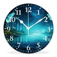 thumbnail image 1 of 12 Inch Wall Clock Battery Operated Silent Clock Decorative for Office, Kitchen, Outdoor, Living Room，Magic Sparkling Blue Butterfly on Water Exquisite, 1 of 4