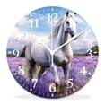 thumbnail image 1 of 12 Inch Wall Clock Battery Operated Silent Clock Decorative for Office, Kitchen, Outdoor, Living Room，Portrait of aPurebred Arabian Horse Beautiful Painting, 1 of 4