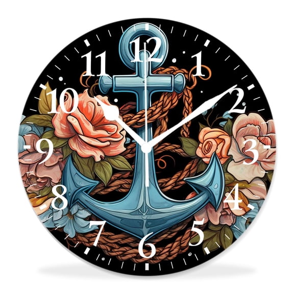 12 Inch Wall Clock Battery Operated Silent Clock Decorative for Office, Kitchen, Outdoor, Living Roomr Romantic Boho Design Sketch of An Old r Design