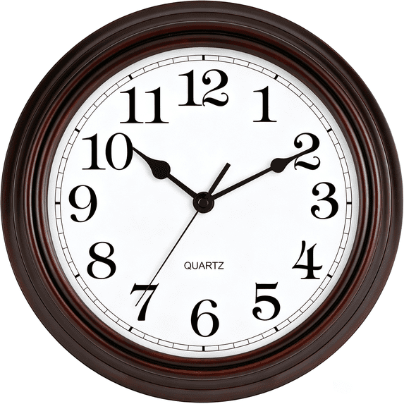 12 Inch Wall Clock Battery Operated Silent Non-Ticking Analog Wall Clock Vintage Retro Rustic Style Decorative for Living Room Kitchen Home Office(Bronze)