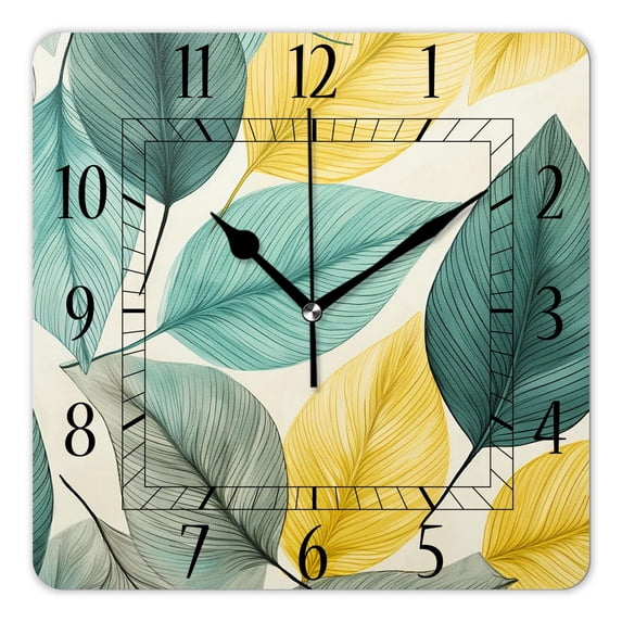 12 Inch Wall Clock Battery Operated Square Clock Decorative for Office, Kitchen, Outdoor, Living Room,Abstract Autumn Trees Hand Drawn Art
