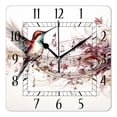thumbnail image 1 of 12 Inch Wall Clock Battery Operated Square Clock Decorative for Office, Kitchen, Outdoor, Living Room，Birds Butterfy Flowers Image, 1 of 4