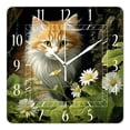 thumbnail image 1 of 12 Inch Wall Clock Battery Operated Square Clock Decorative for Office, Kitchen, Outdoor, Living Room，Cats Butterflies Flowers 3D Creative, 1 of 4