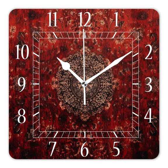 12 Inch Wall Clock Battery Operated Square Clock Decorative for Office, Kitchen, Outdoor, Living Room，Chic Flower Pattern Beautiful