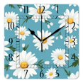 thumbnail image 1 of 12 Inch Wall Clock Battery Operated Square Clock Decorative for Office, Kitchen, Outdoor, Living Room，Daisy Floral Art, 1 of 4