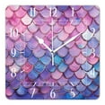 thumbnail image 1 of 12 Inch Wall Clock Battery Operated Square Clock Decorative for Office, Kitchen, Outdoor, Living Room，Fish Scale Wave Colorful Beautiful, 1 of 4