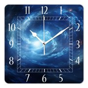 12 Inch Wall Clock Battery Operated Square Clock Decorative for Office, Kitchen, Outdoor, Living Room Galaxy Nebula Universe Starry Space Elegant