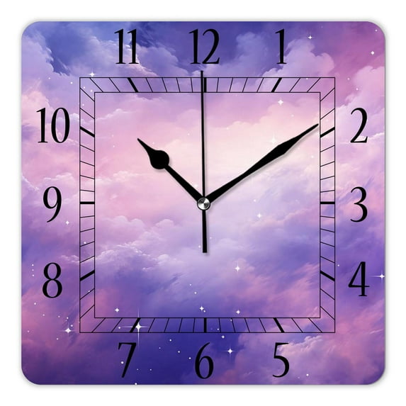12 Inch Wall Clock Battery Operated Square Clock Decorative for Office, Kitchen, Outdoor, Living Room,Galaxy Stars Nebula Space Universe Beautiful