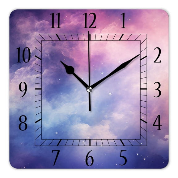 12 Inch Wall Clock Battery Operated Square Clock Decorative for Office, Kitchen, Outdoor, Living RoomGalaxy Stars Nebula Space Universe Creative