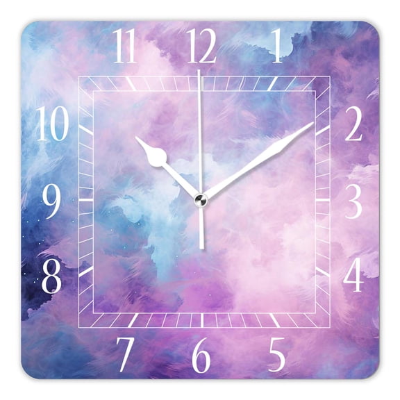 12 Inch Wall Clock Battery Operated Square Clock Decorative for Office, Kitchen, Outdoor, Living RoomGalaxy Stars Nebula Space Universe Design
