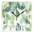 thumbnail image 1 of 12 Inch Wall Clock Battery Operated Square Clock Decorative for Office, Kitchen, Outdoor, Living Room，Green Leaves and Floral Illustration, 1 of 4