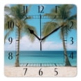 thumbnail image 1 of 12 Inch Wall Clock Battery Operated Square Clock Decorative for Office, Kitchen, Outdoor, Living Room，Hawaii Tropical Beach Cute Design, 1 of 4