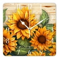 thumbnail image 1 of 12 Inch Wall Clock Battery Operated Square Clock Decorative for Office, Kitchen, Outdoor, Living Room，Illustration of Sunflowers and Leaves Art, 1 of 4