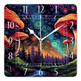 thumbnail image 1 of 12 Inch Wall Clock Battery Operated Square Clock Decorative for Office, Kitchen, Outdoor, Living Room，Moon Stars Colorful Plant Lovely Pattern, 1 of 4
