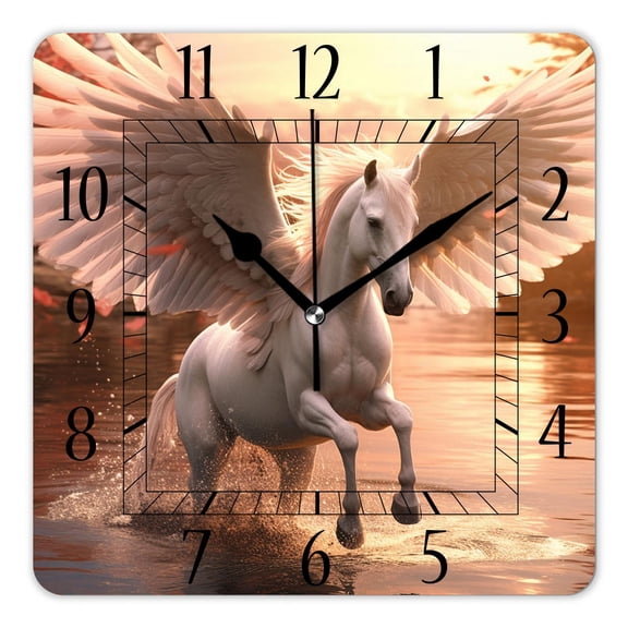 12 Inch Wall Clock Battery Operated Square Clock Decorative for Office, Kitchen, Outdoor, Living RoomMysterious Unicorn Creative